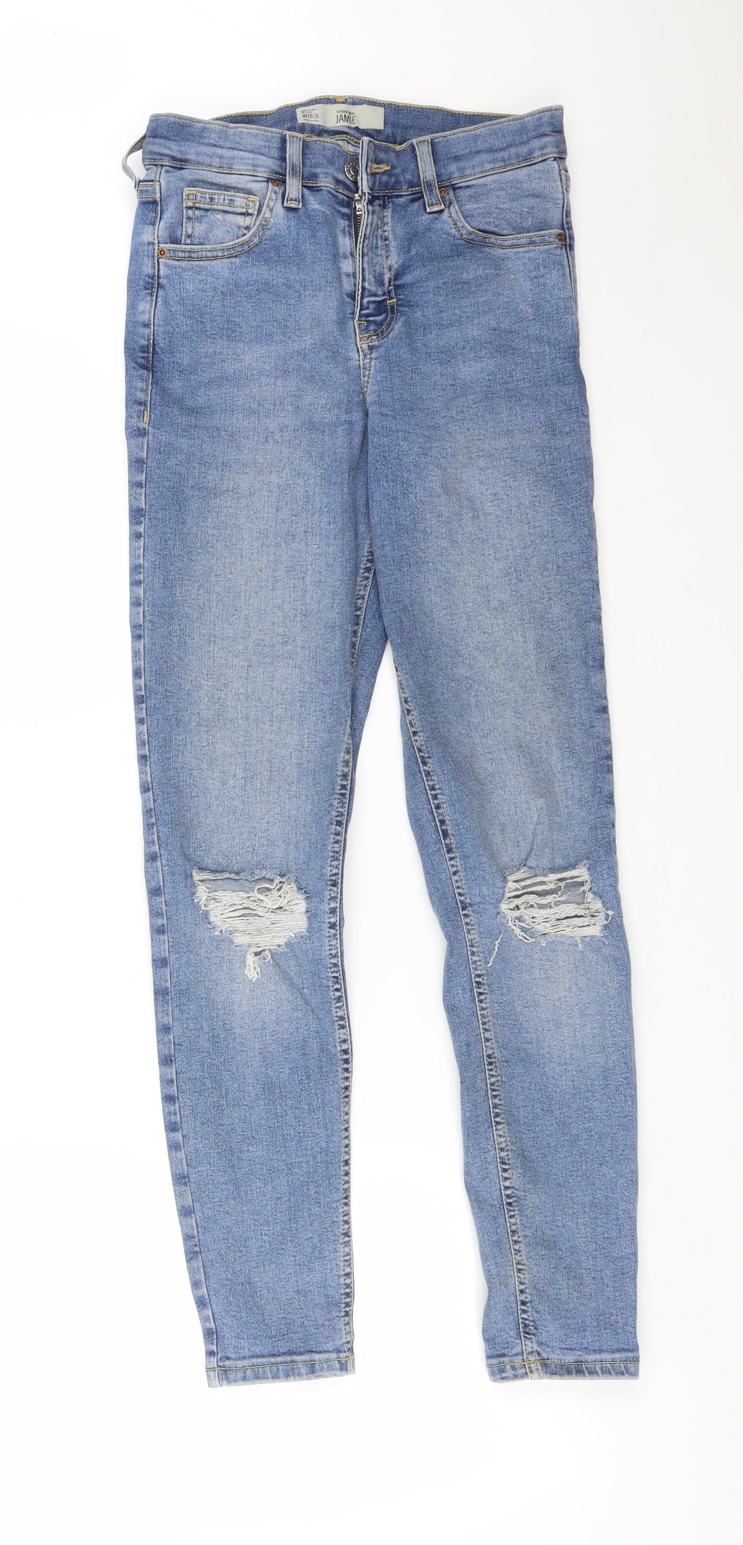 Topshop Womens Blue  Cotton Skinny Jeans Size 26 L32 in Regular