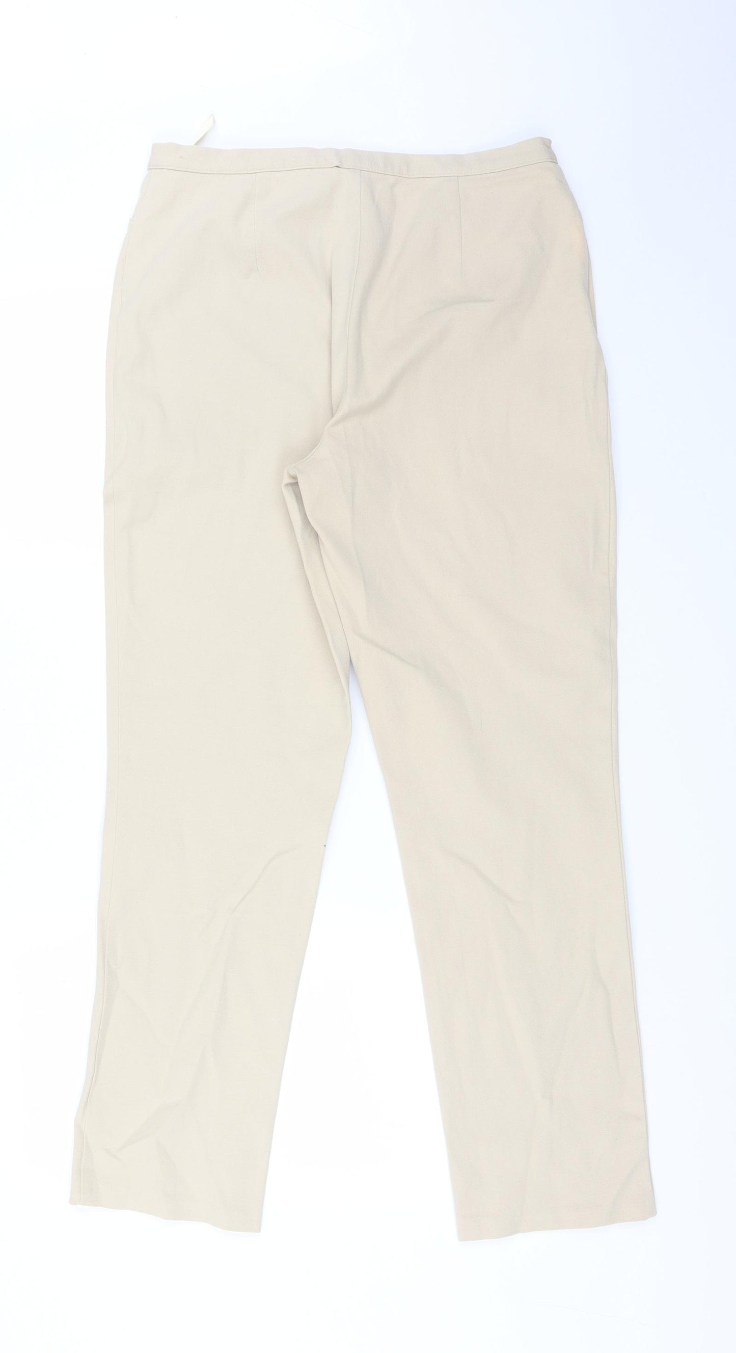 Preworn Womens Beige  Cotton Trousers  Size 14 L28 in Regular