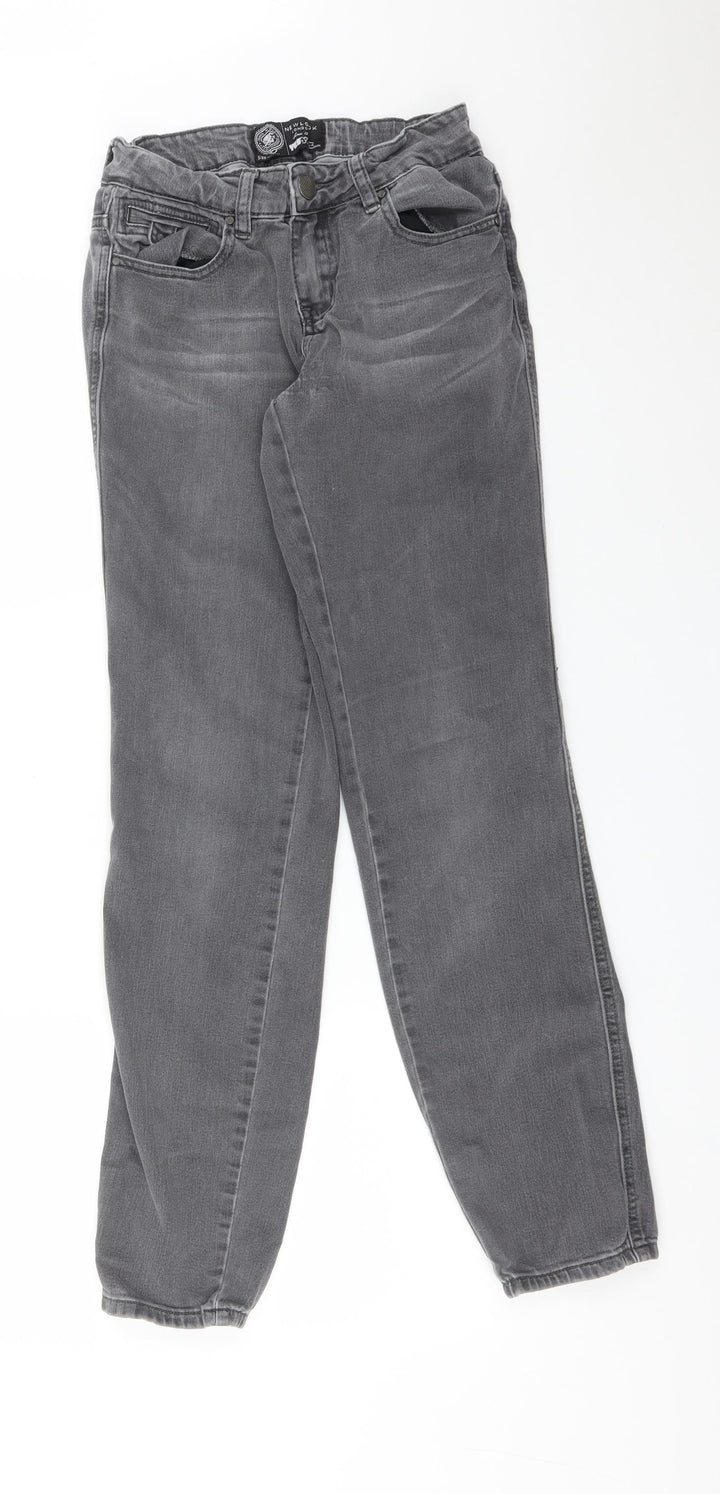 New Look Womens Grey Cotton Straight Jeans Size 10 L30 in Regular