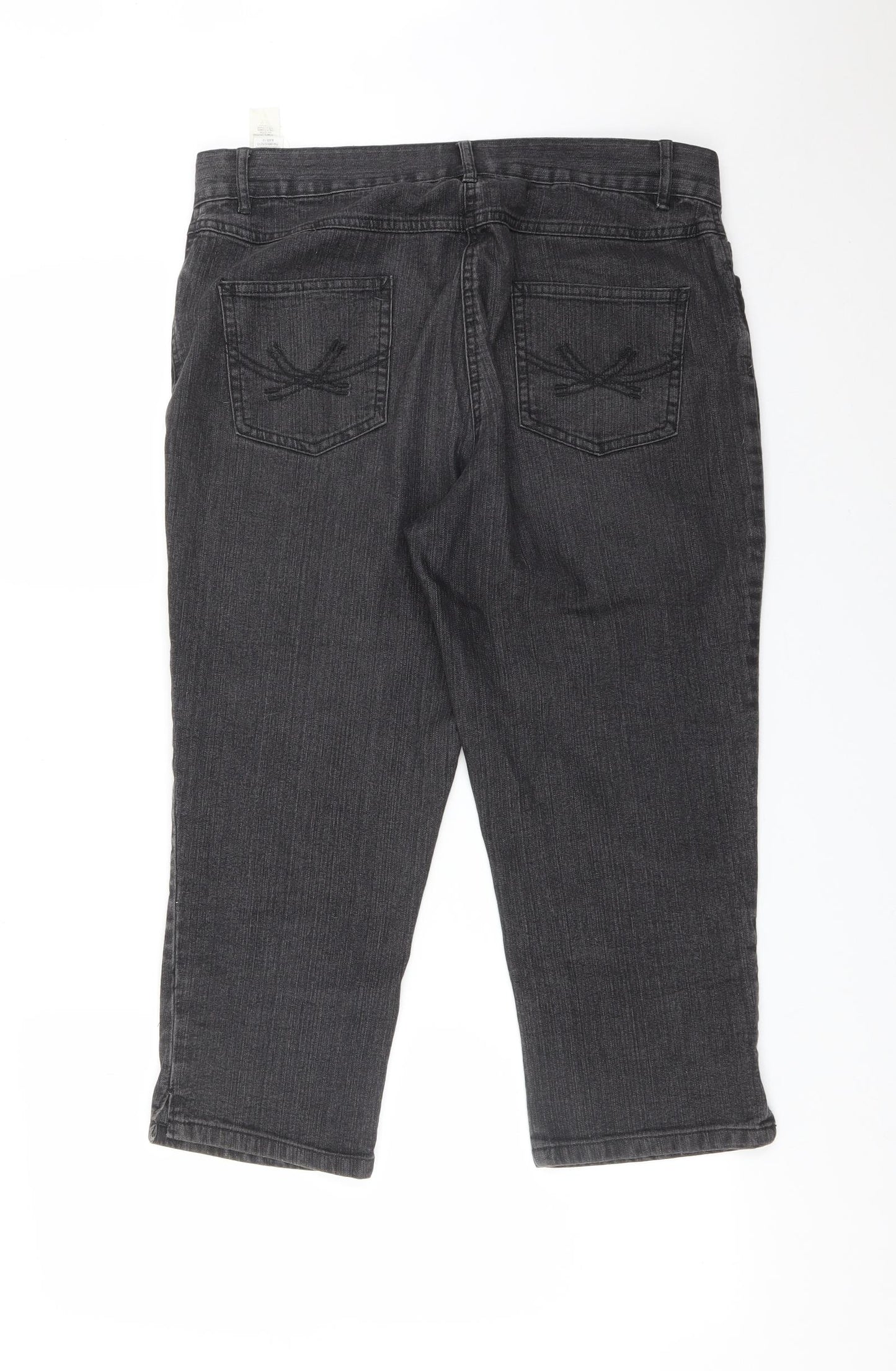 M&S Womens Black  Cotton Cropped Jeans Size 14 L21 in Regular