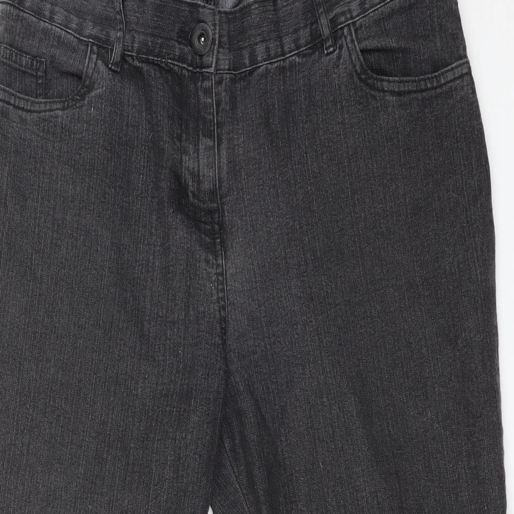 M&S Womens Black  Cotton Cropped Jeans Size 14 L21 in Regular