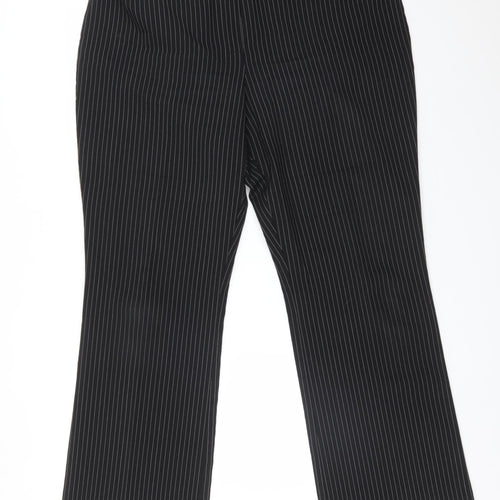 BHS Womens Black Striped Polyester Dress Pants Trousers Size 16 L30 in Regular