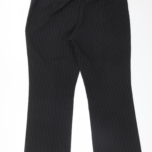BHS Womens Black Striped Polyester Dress Pants Trousers Size 16 L30 in Regular