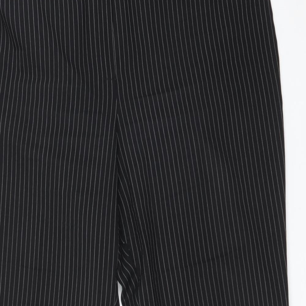 BHS Womens Black Striped Polyester Dress Pants Trousers Size 16 L30 in Regular