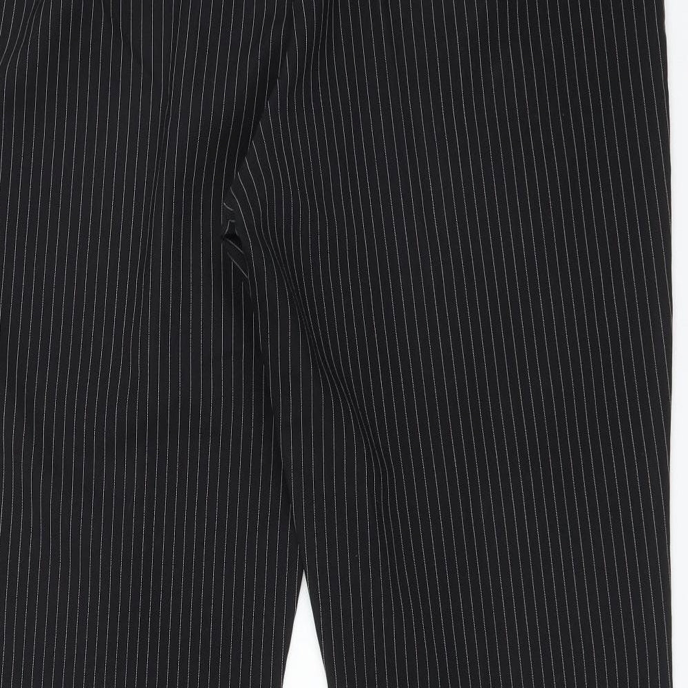 BHS Womens Black Striped Polyester Dress Pants Trousers Size 16 L30 in Regular