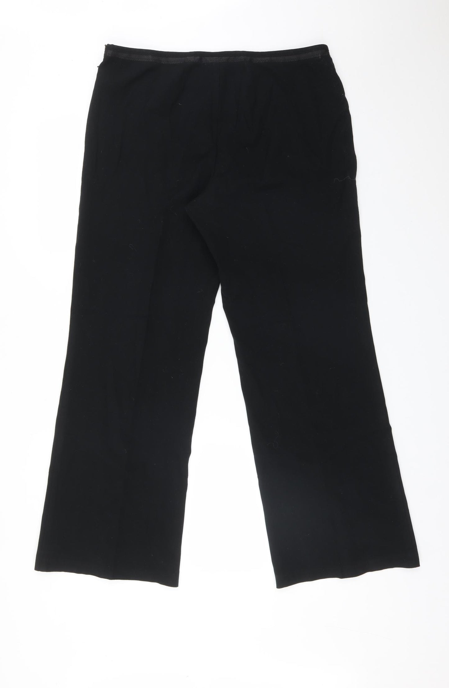 M&S Womens Black  Polyester Trousers  Size 14 L28 in Regular