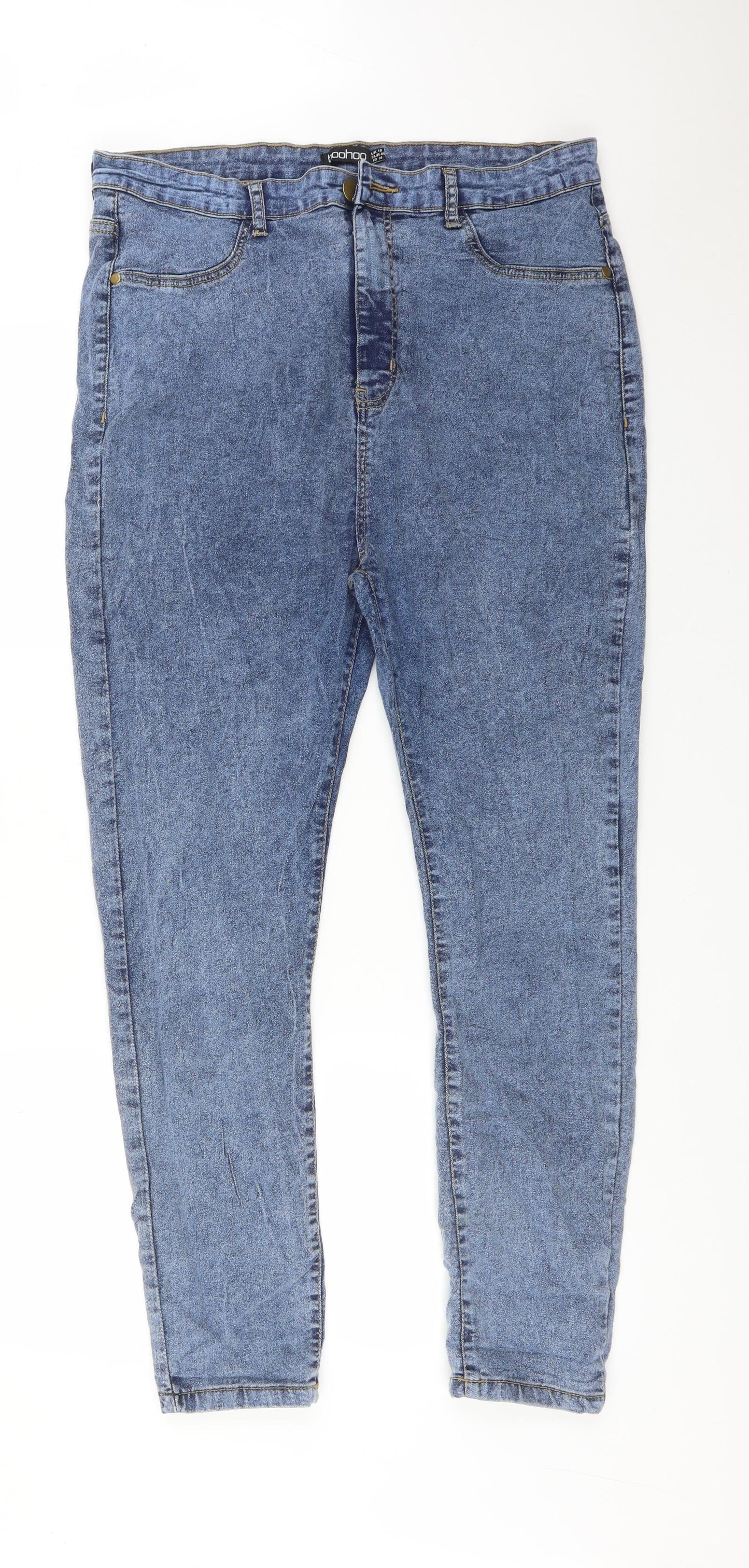 Boohoo Womens Blue  Cotton Straight Jeans Size 18 L28 in Regular