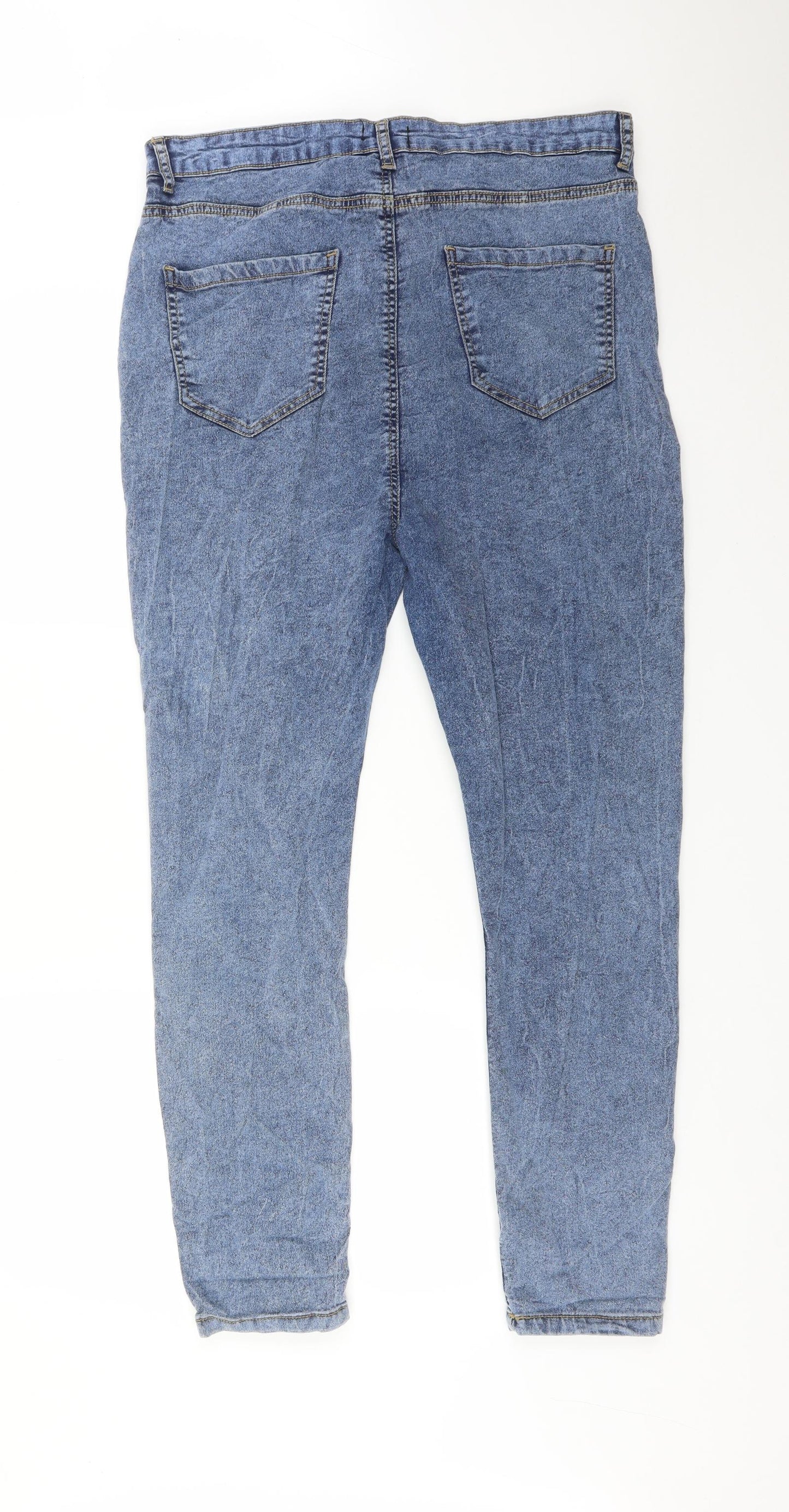 Boohoo Womens Blue  Cotton Straight Jeans Size 18 L28 in Regular
