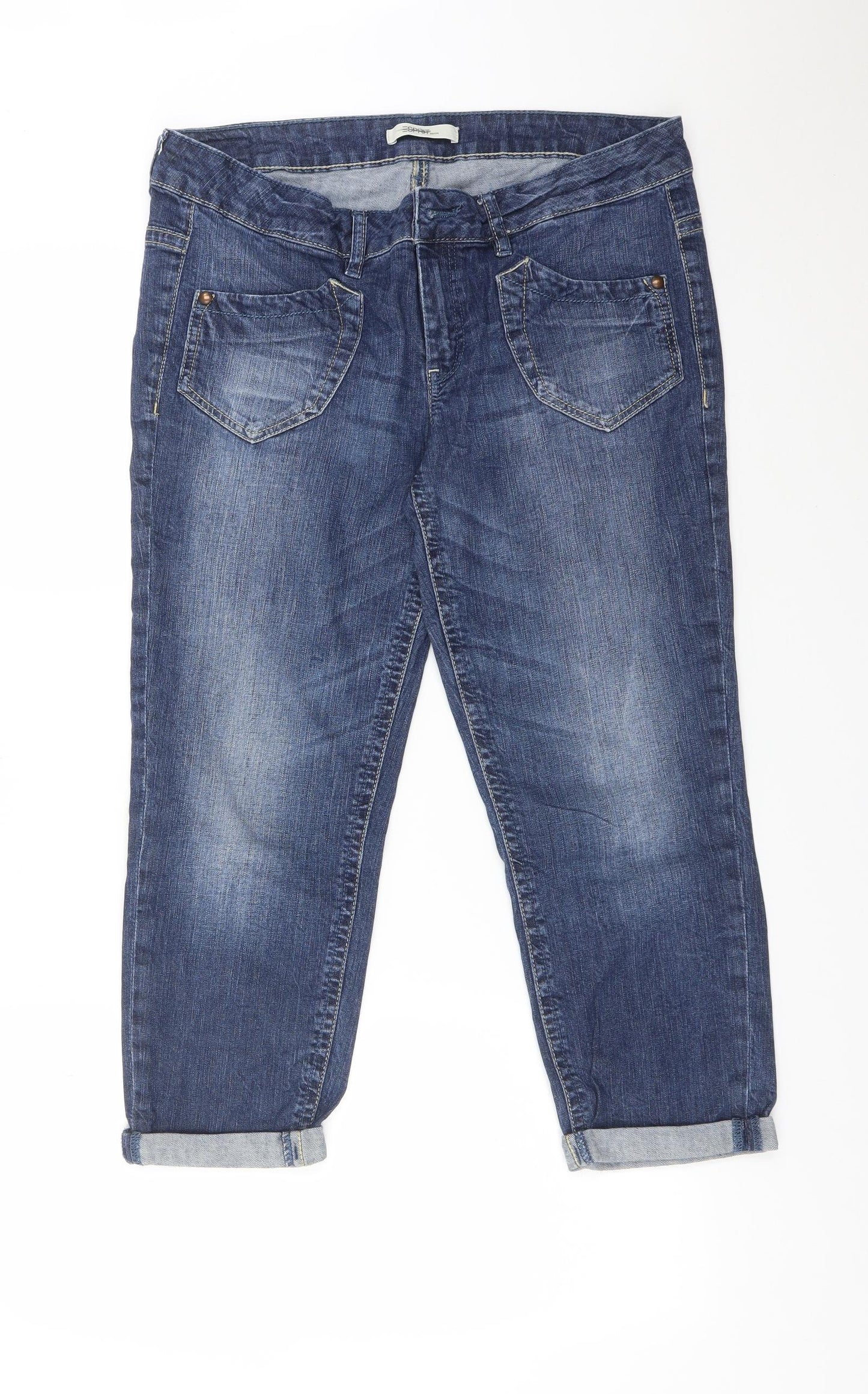Esprit Womens Blue  Cotton Cropped Jeans Size 34 L21 in Regular