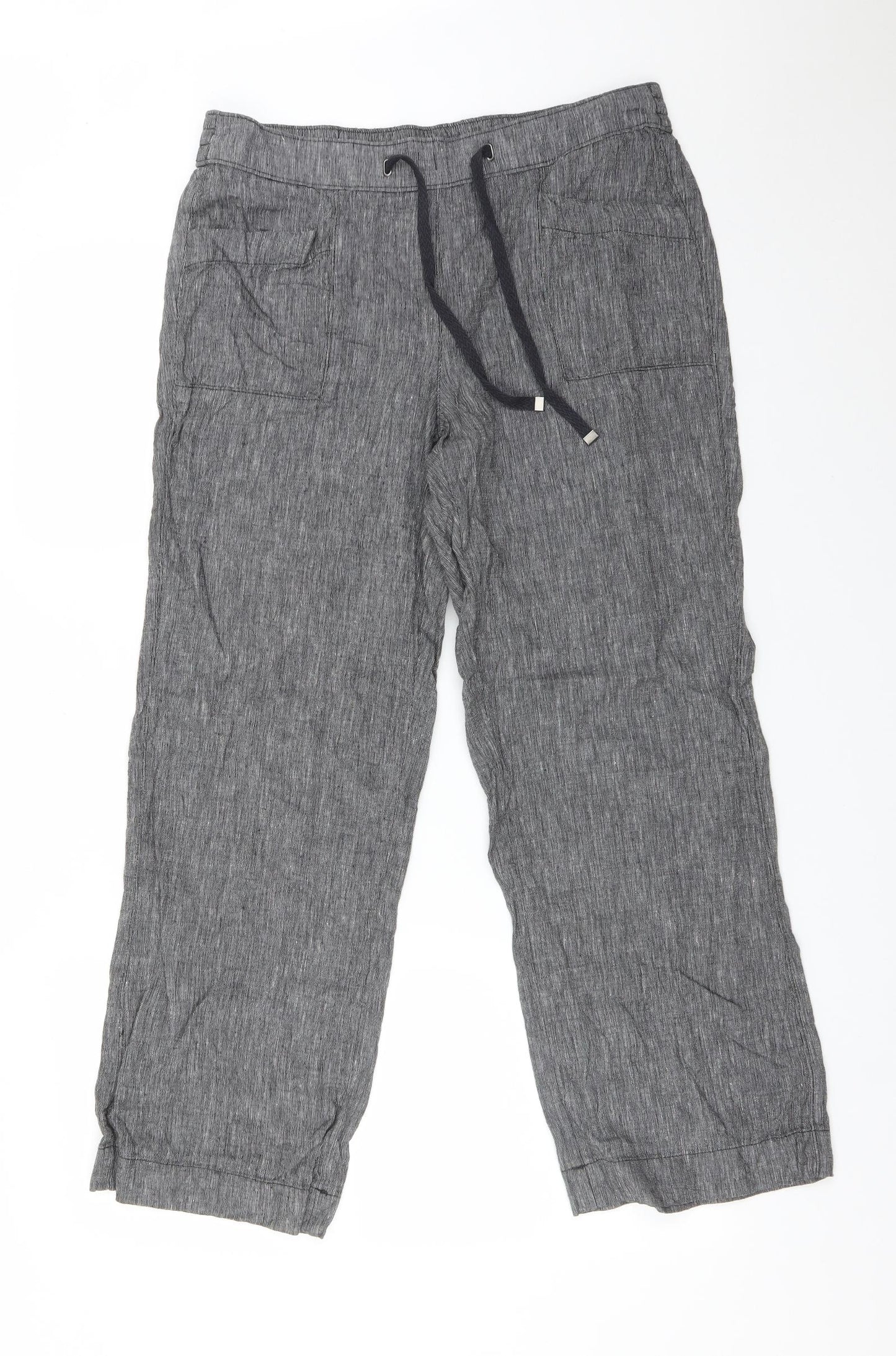 George Womens Grey  Linen  Trousers Size 12 L27 in Regular