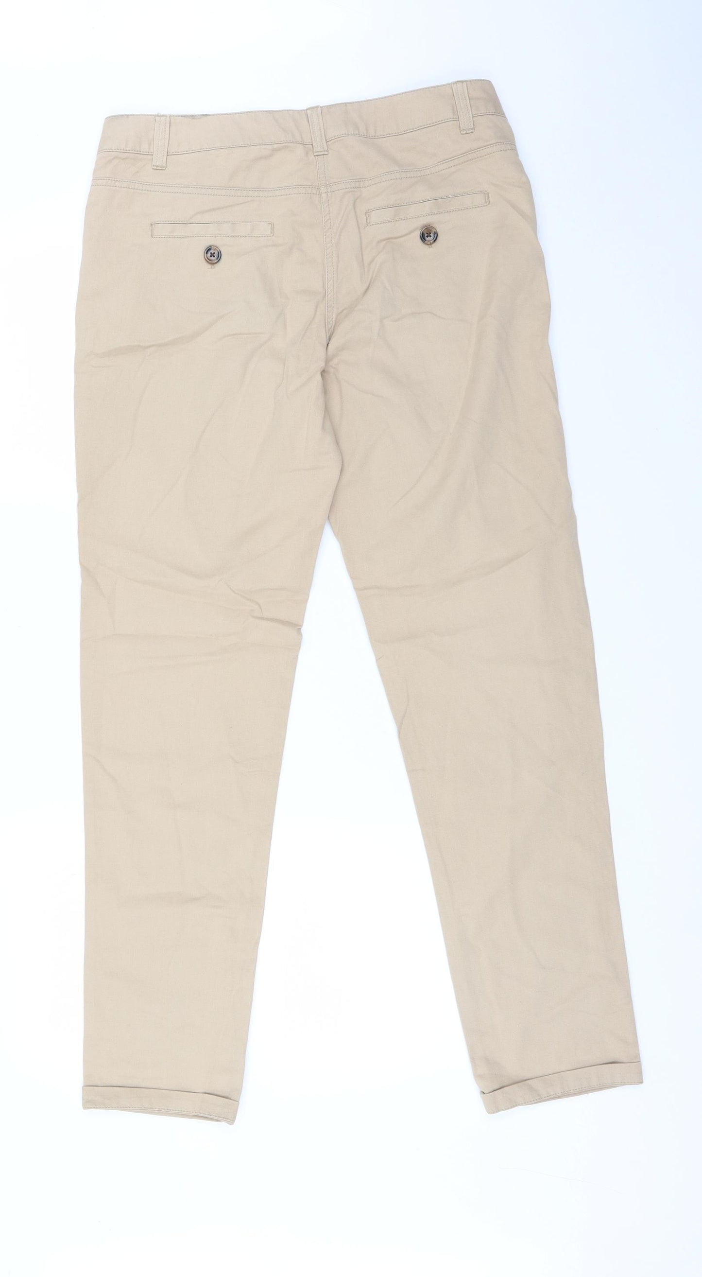 F&F Womens Brown  Cotton Chino Trousers Size 10 L30 in Regular