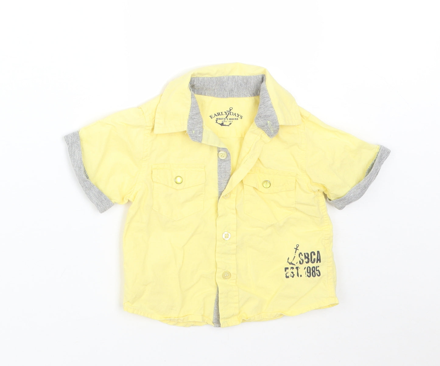 EARLY DAYS Baby Yellow  Cotton Basic Button-Up Size 3-6 Months Collared