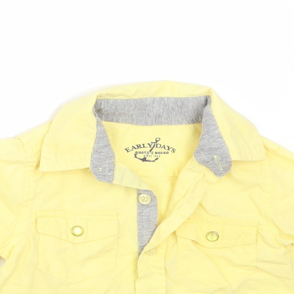 EARLY DAYS Baby Yellow  Cotton Basic Button-Up Size 3-6 Months Collared