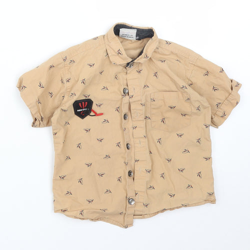 TITANIC Boys Beige Floral  Basic Button-Up Size 4 Years Collared