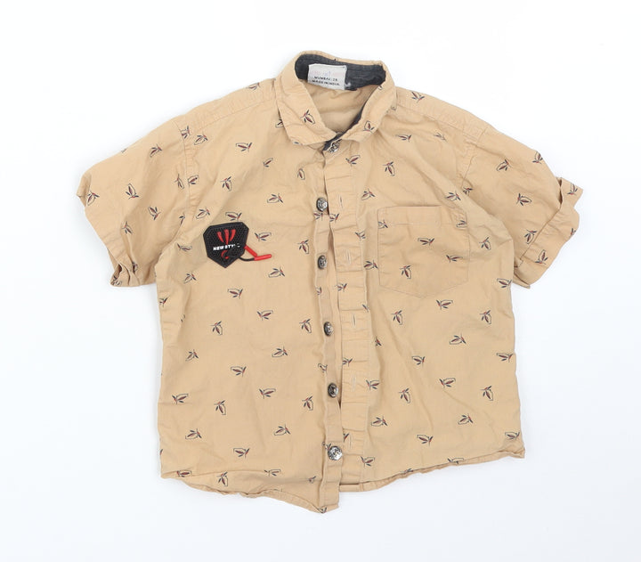 TITANIC Boys Beige Floral  Basic Button-Up Size 4 Years Collared