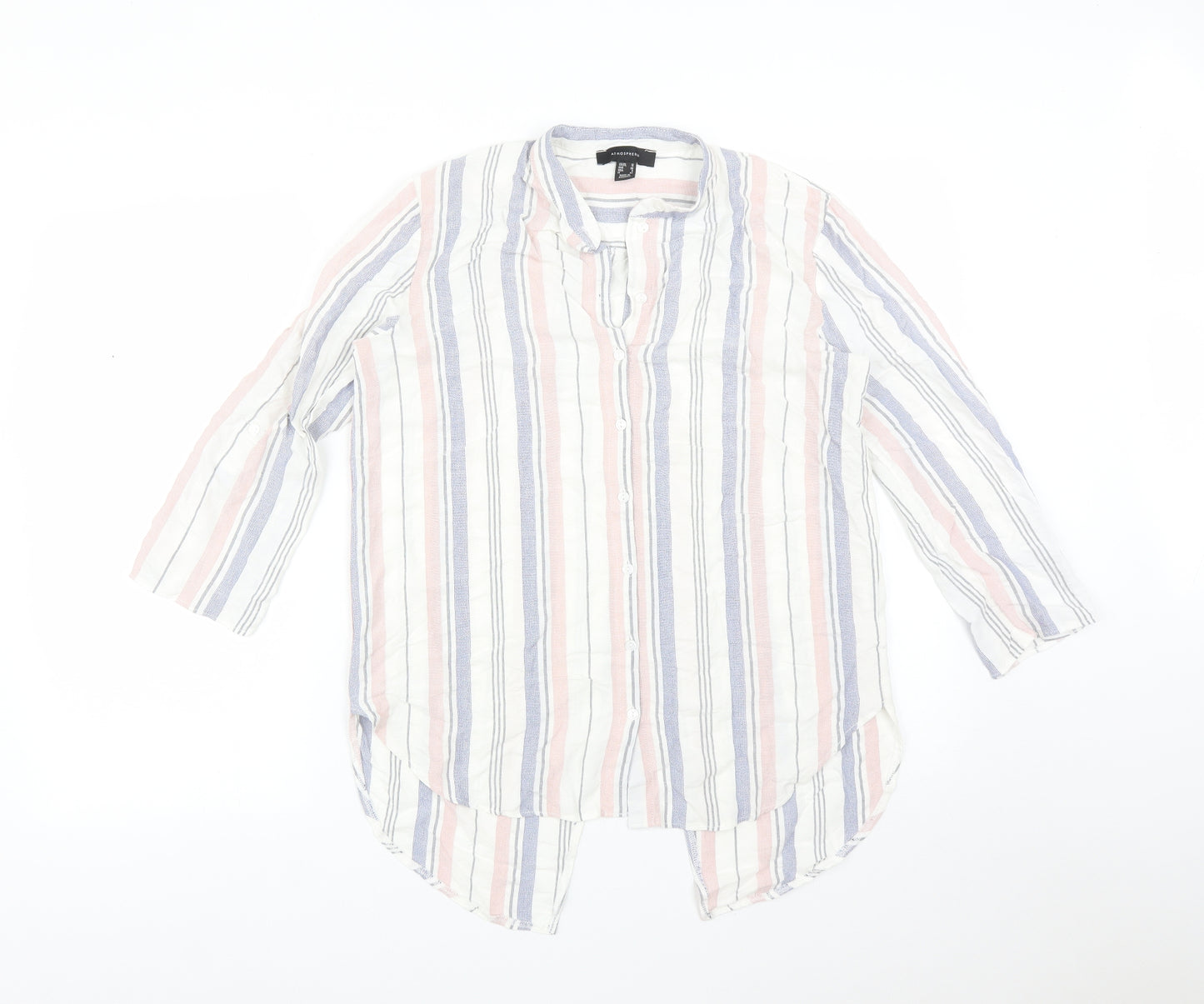 Atmosphere Womens Multicoloured Striped Viscose Basic Blouse Size 10 Round Neck