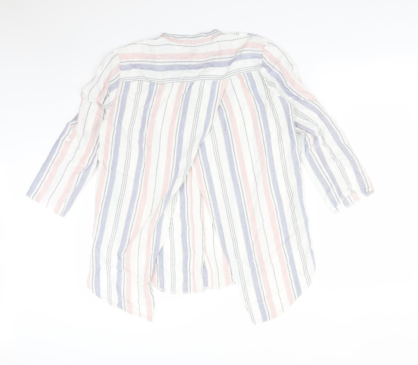 Atmosphere Womens Multicoloured Striped Viscose Basic Blouse Size 10 Round Neck