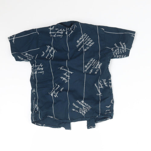 MAGNOX Boys Blue Striped Cotton Basic Button-Up Size 4 Years Collared  - TEXT/SCRIPT