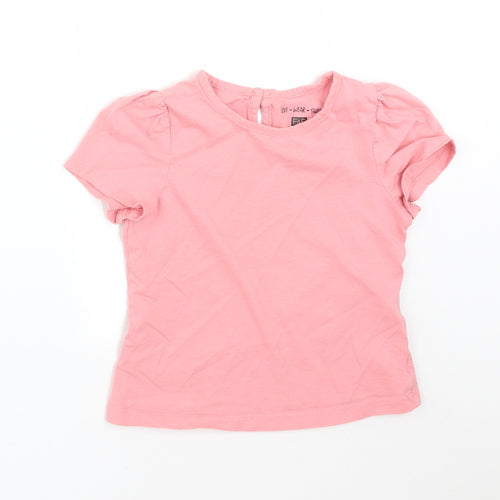 F&F Girls Pink  Cotton Basic T-Shirt Size 4-5 Years Round Neck