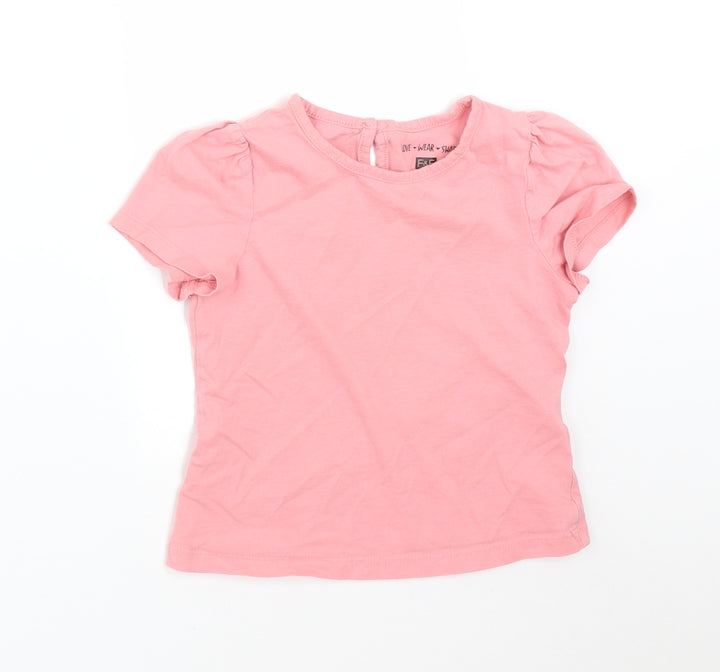 F&F Girls Pink  Cotton Basic T-Shirt Size 4-5 Years Round Neck