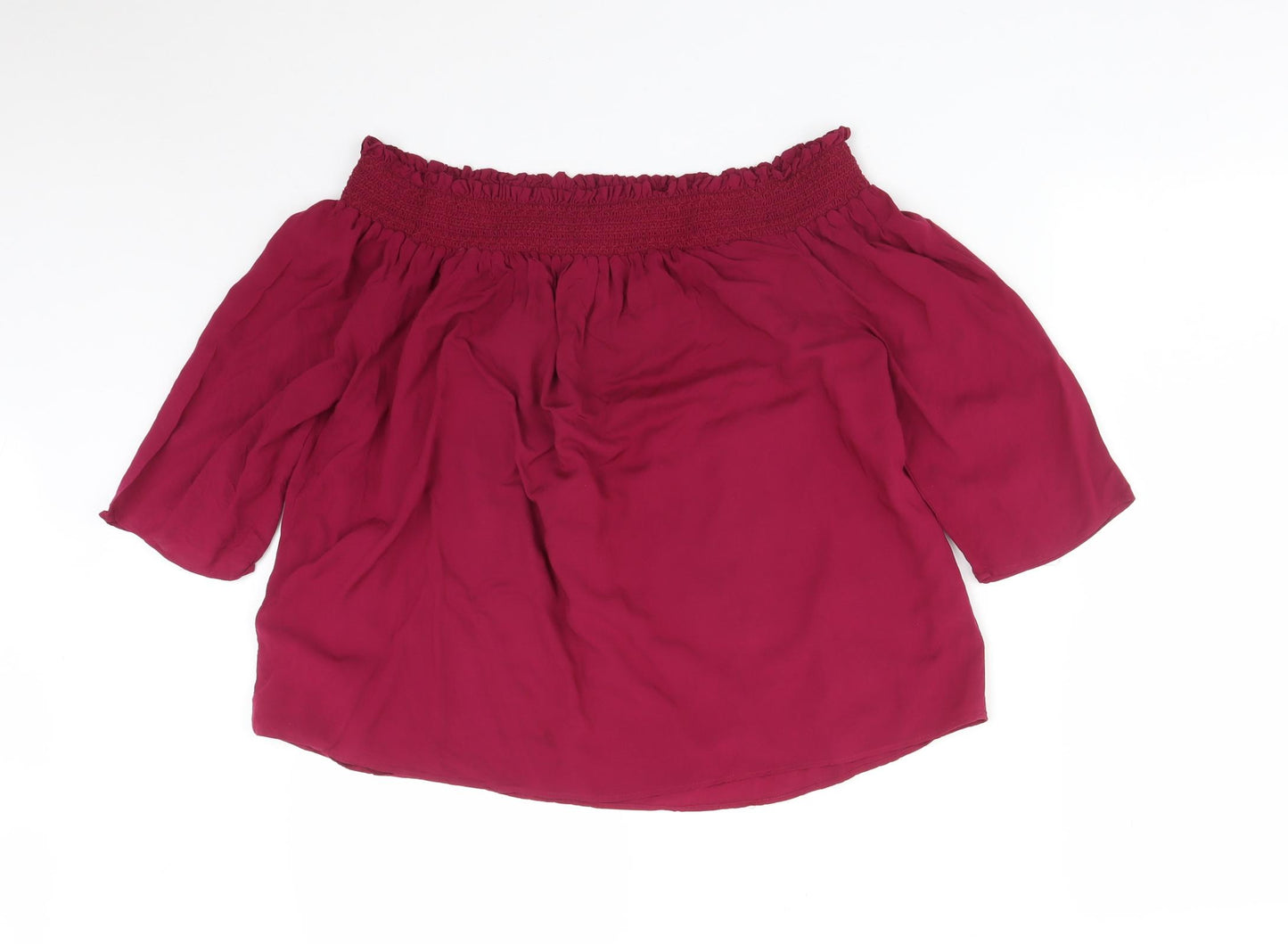 Monsoon Womens Pink  Viscose Basic T-Shirt Size 10 Off the Shoulder