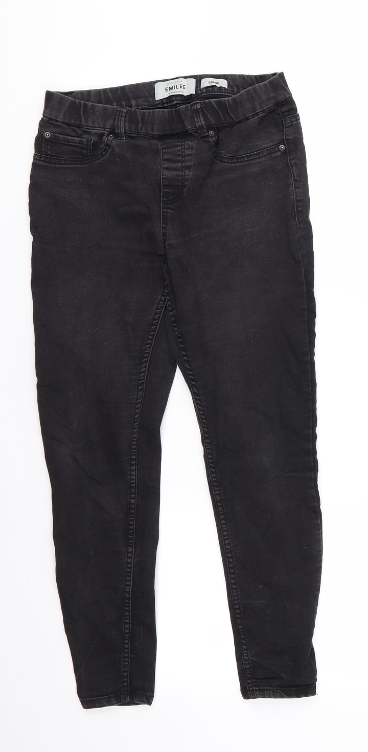 New Look Womens Black Cotton Jegging Jeans Size 10 L24 in Regular - Cropped Emilee