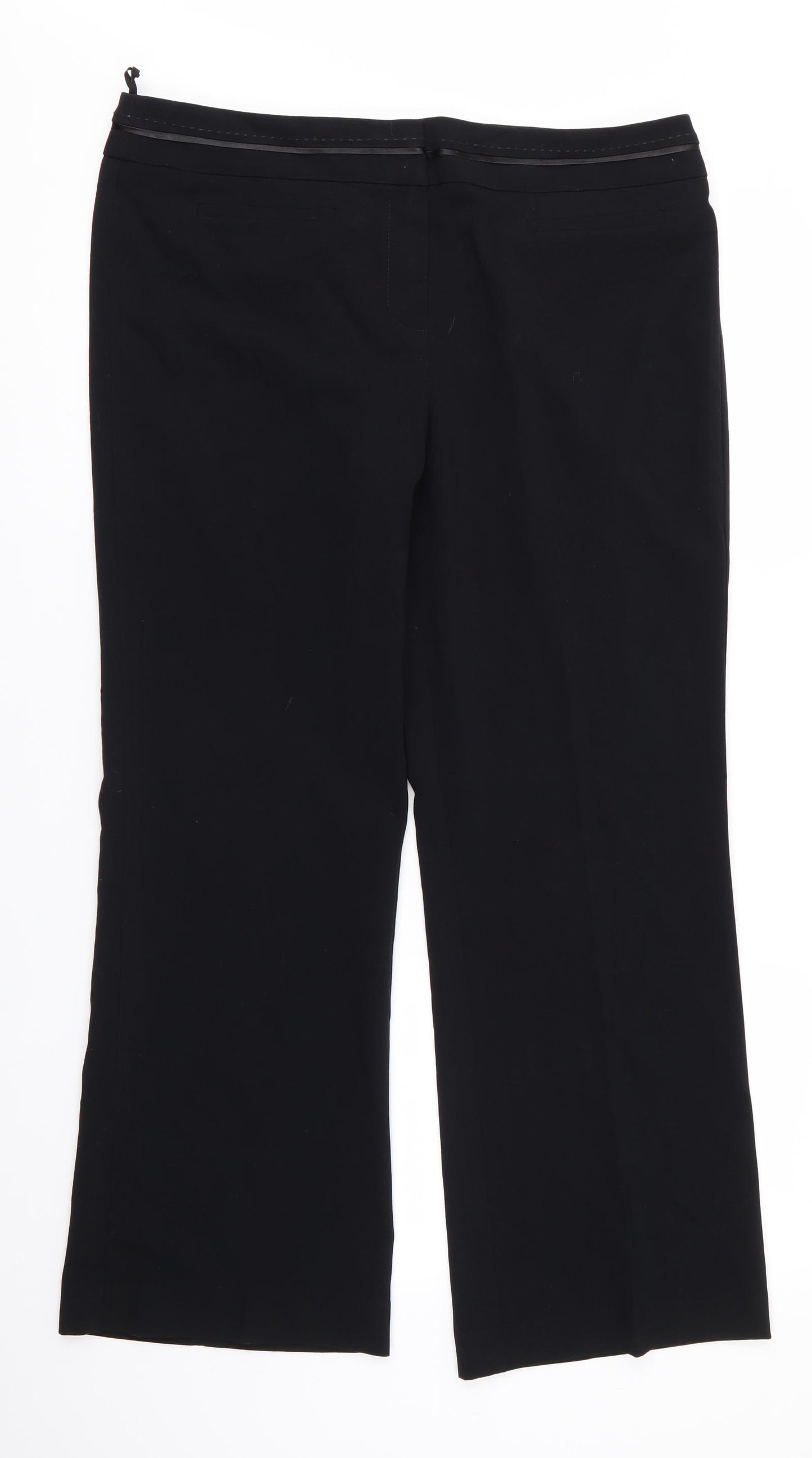 Marks and Spencer Womens Black  Polyester Trousers  Size 16 L29 in Regular  - Wide Legged