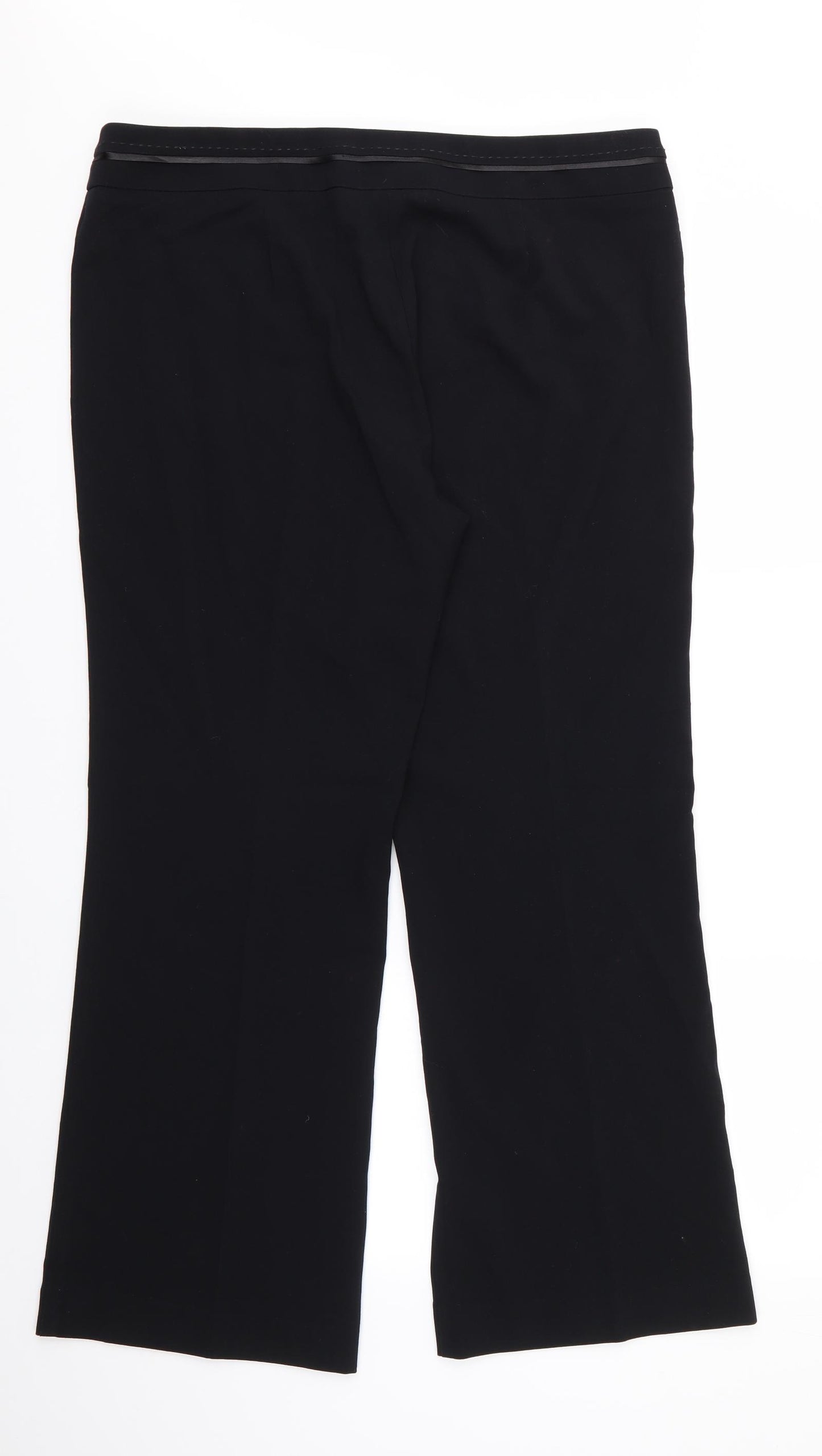 Marks and Spencer Womens Black  Polyester Trousers  Size 16 L29 in Regular  - Wide Legged