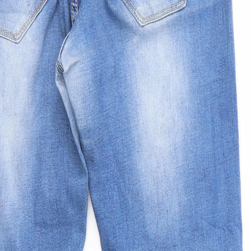 Iteno Jeans Womens Blue  Cotton Straight Jeans Size 4 L27.5 in Regular  - Diagonal Seam Detail Individual style buttons