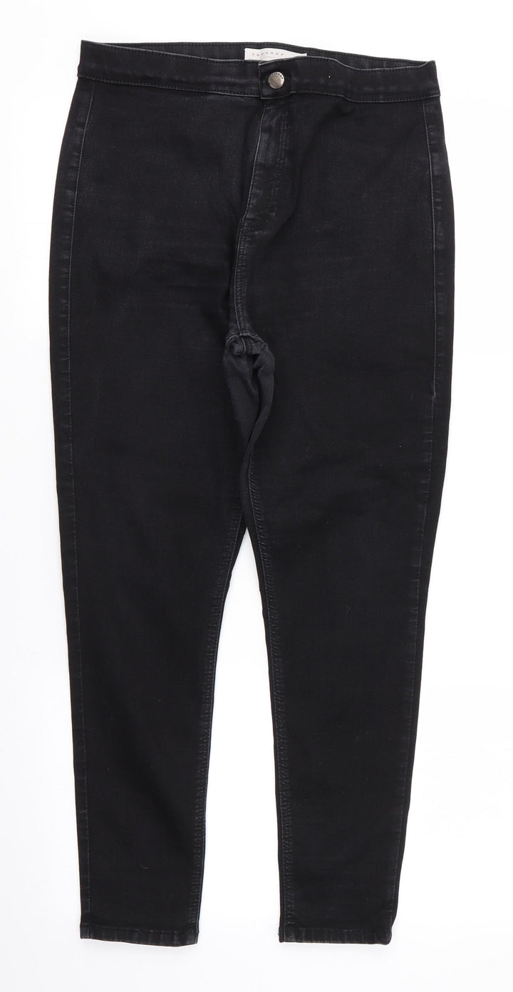 Topshop Mens Black Cotton Skinny Jeans Size 34 in L25 in Regular - Cropped