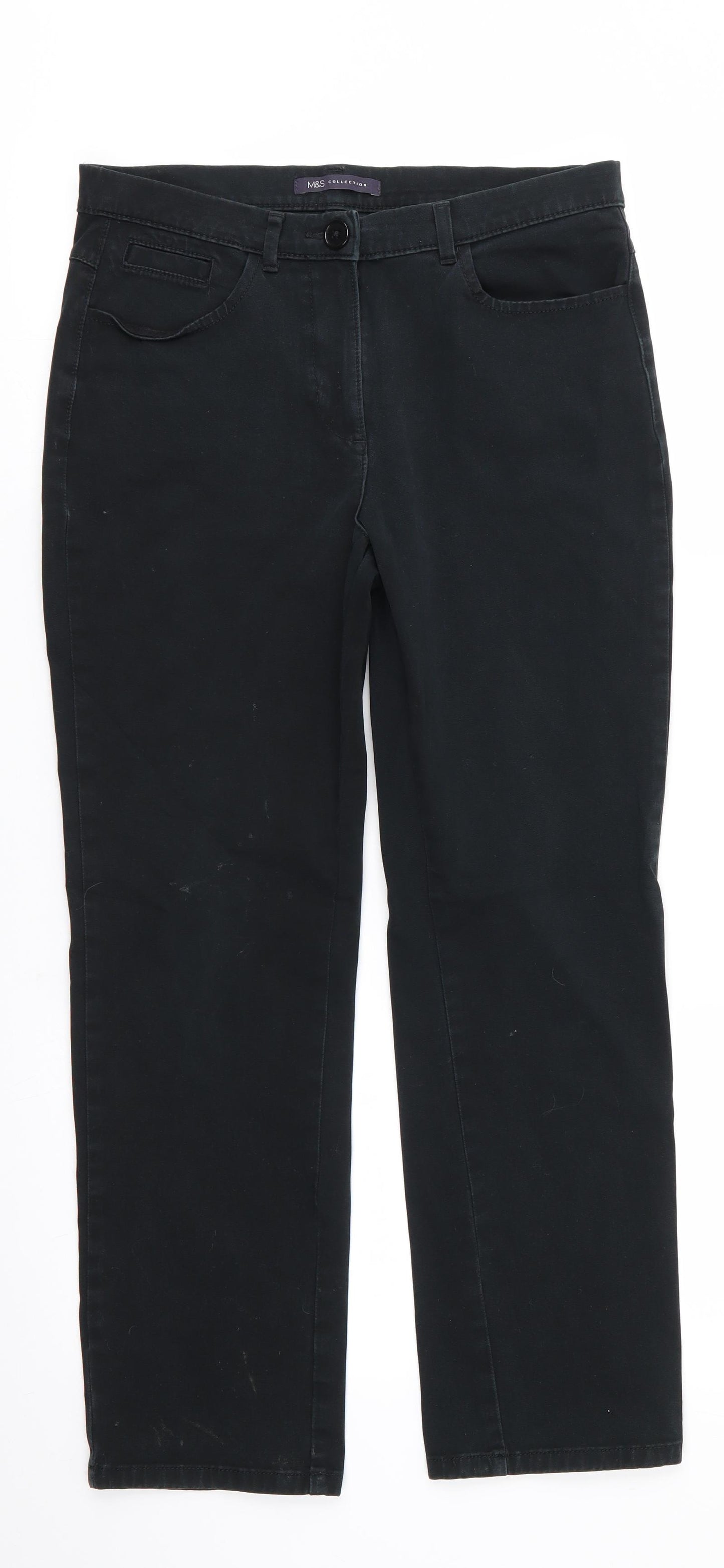 Marks and Spencer Womens Black  Cotton Straight Jeans Size 10 L26.5 in Regular