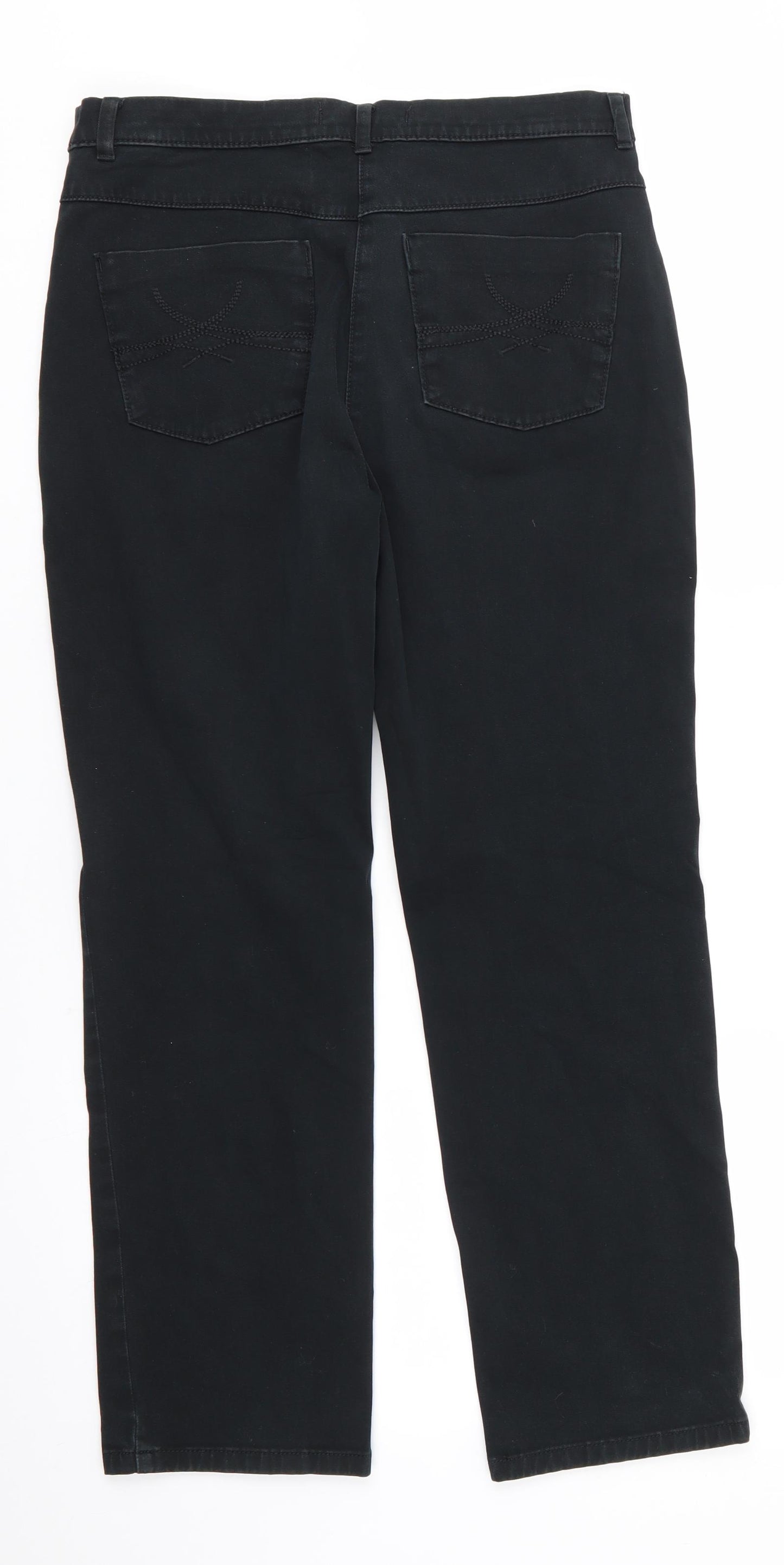 Marks and Spencer Womens Black  Cotton Straight Jeans Size 10 L26.5 in Regular