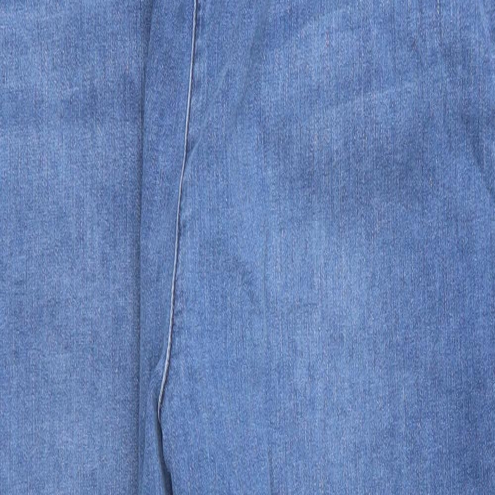 Boohoo Womens Blue  Cotton Skinny Jeans Size 20 L24 in Regular  - Side Zip Elastic darts front & back Diagonal seam detail lower leg