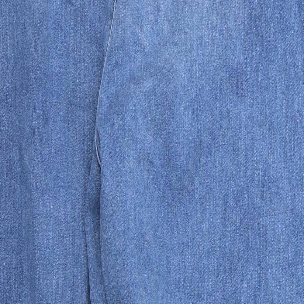 Boohoo Womens Blue  Cotton Skinny Jeans Size 20 L24 in Regular  - Side Zip Elastic darts front & back Diagonal seam detail lower leg