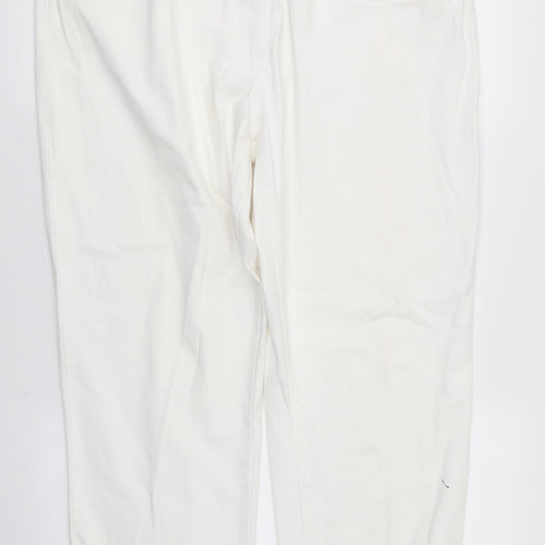 Damart Womens White  Cotton Straight Jeans Size 20 L26 in Regular  - Side Elastication Soft texture