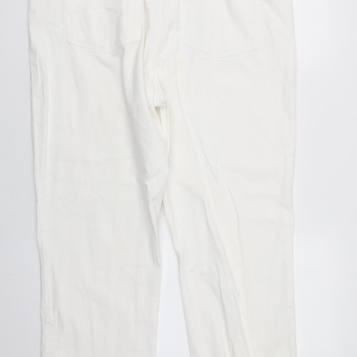 Damart Womens White  Cotton Straight Jeans Size 20 L26 in Regular  - Side Elastication Soft texture