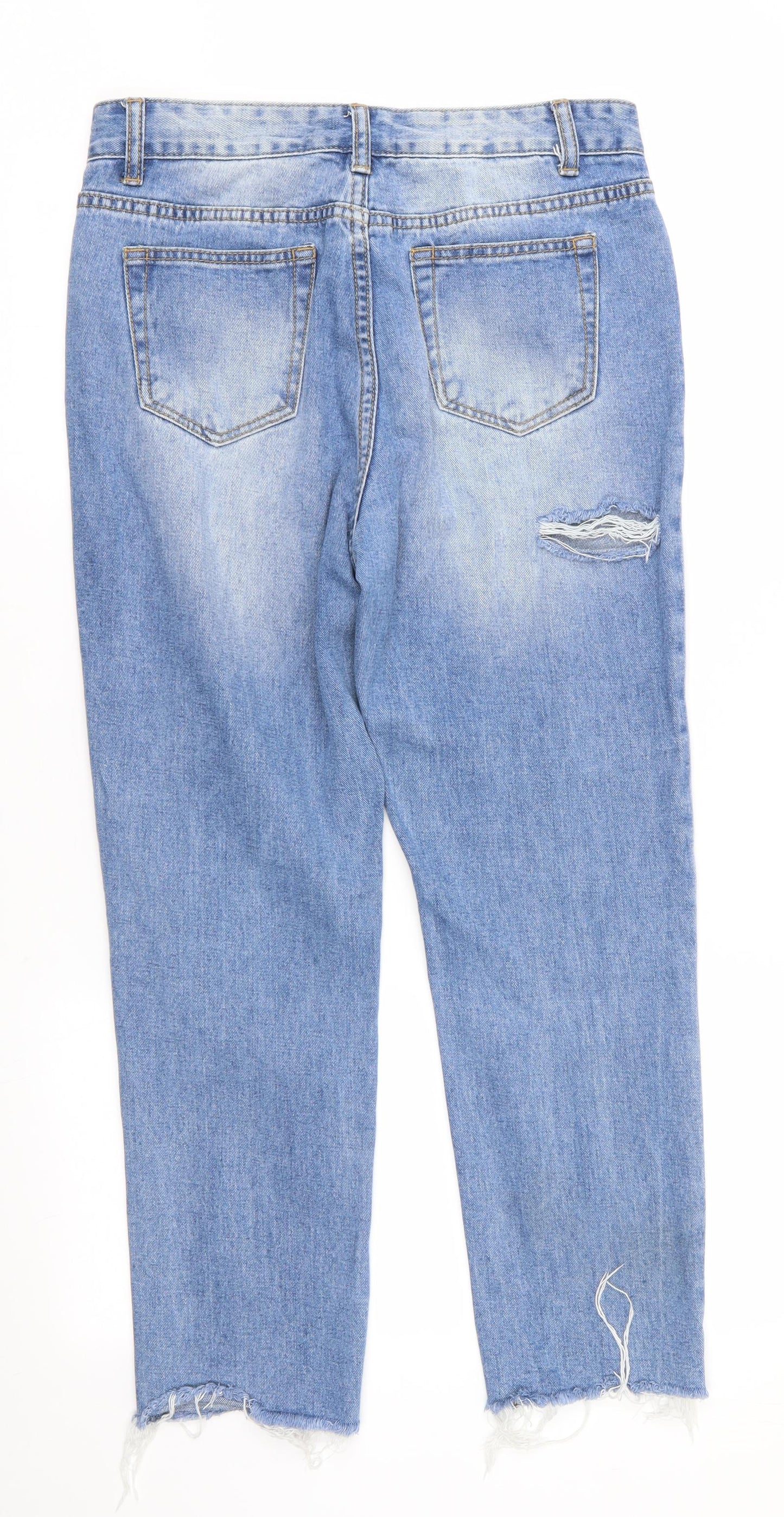Pretty Little Thing  Womens Blue  Cotton Cropped Jeans Size 10 L25 in Regular