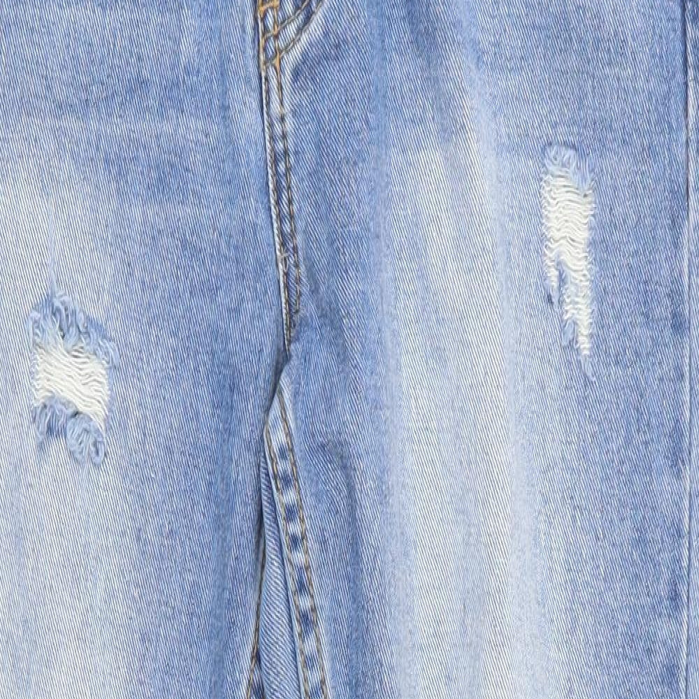 Pretty Little Thing  Womens Blue  Cotton Cropped Jeans Size 10 L25 in Regular