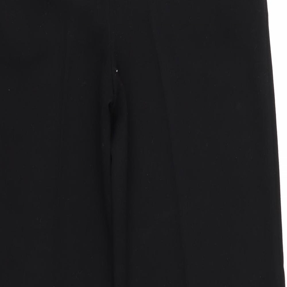 Marks and Spencer Womens Black  Polyester Trousers  Size 12 L30 in Regular  - Wide Legged