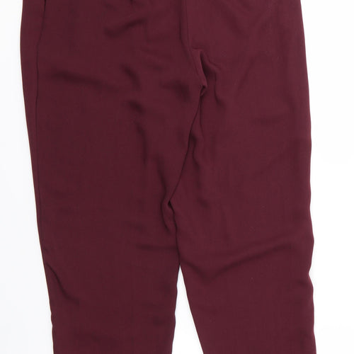H&M Womens Brown  Polyester Cropped Trousers Size 8 L25 in Regular  - Silky texture