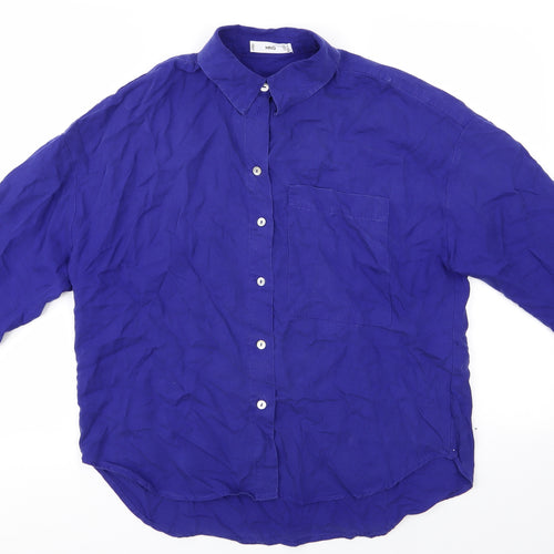 MNG Mens Blue    Button-Up Size M Collared  - Royal Blue