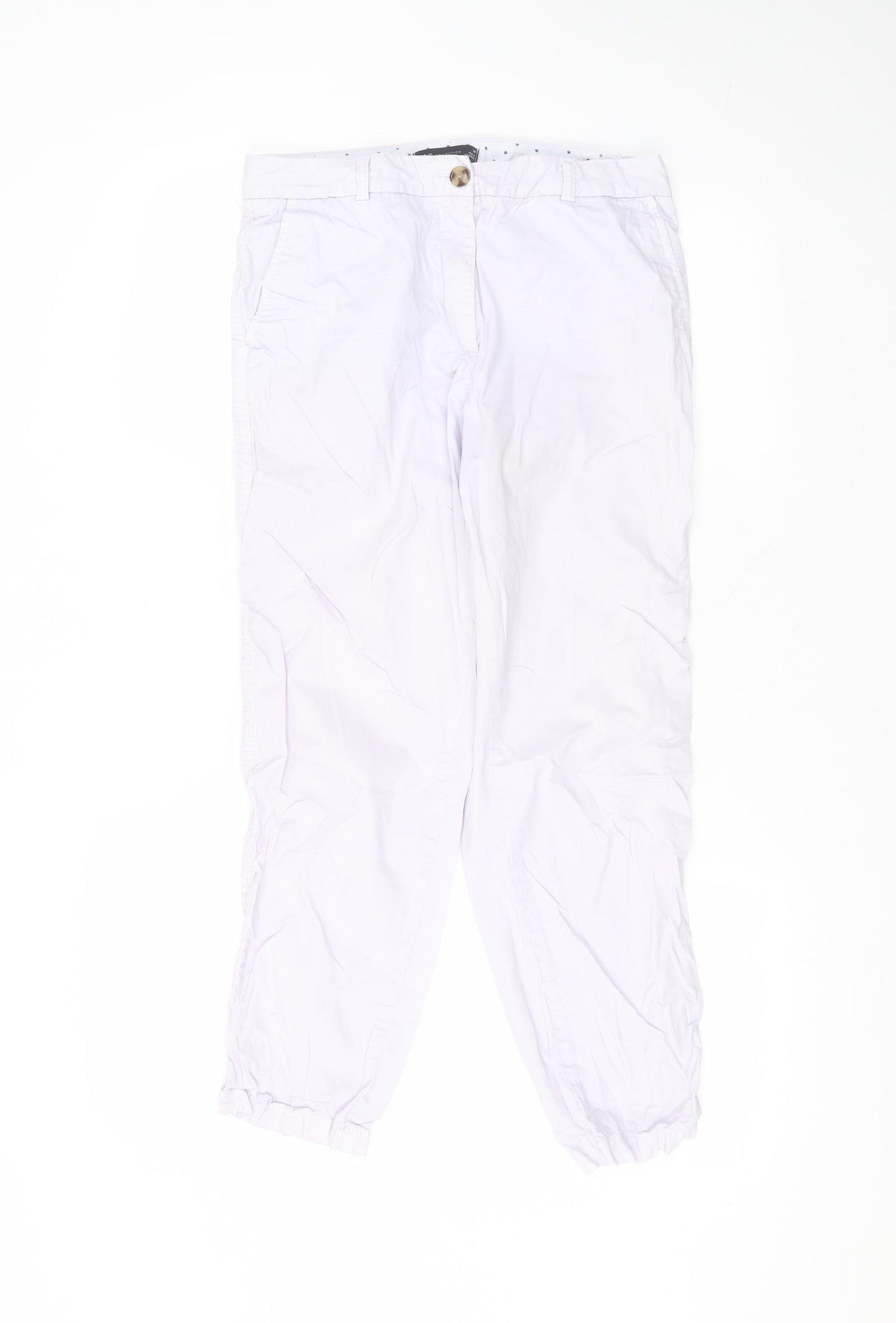 Marks and Spencer Womens Purple  Cotton Trousers  Size 10 L25 in Regular
