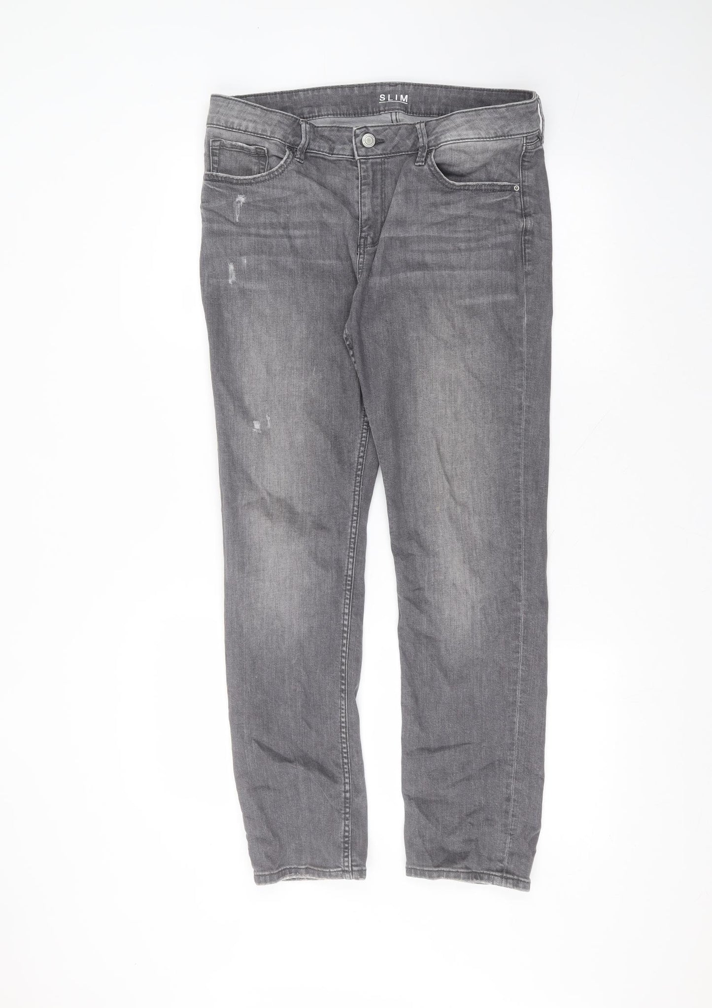 Marks and Spencer Womens Black  Cotton Straight Jeans Size 12 L28 in Regular