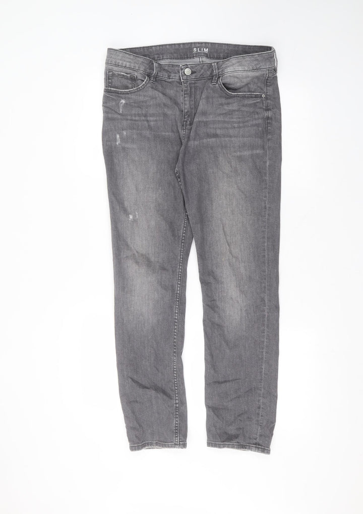 Marks and Spencer Womens Black  Cotton Straight Jeans Size 12 L28 in Regular