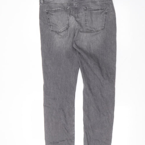 Marks and Spencer Womens Black  Cotton Straight Jeans Size 12 L28 in Regular