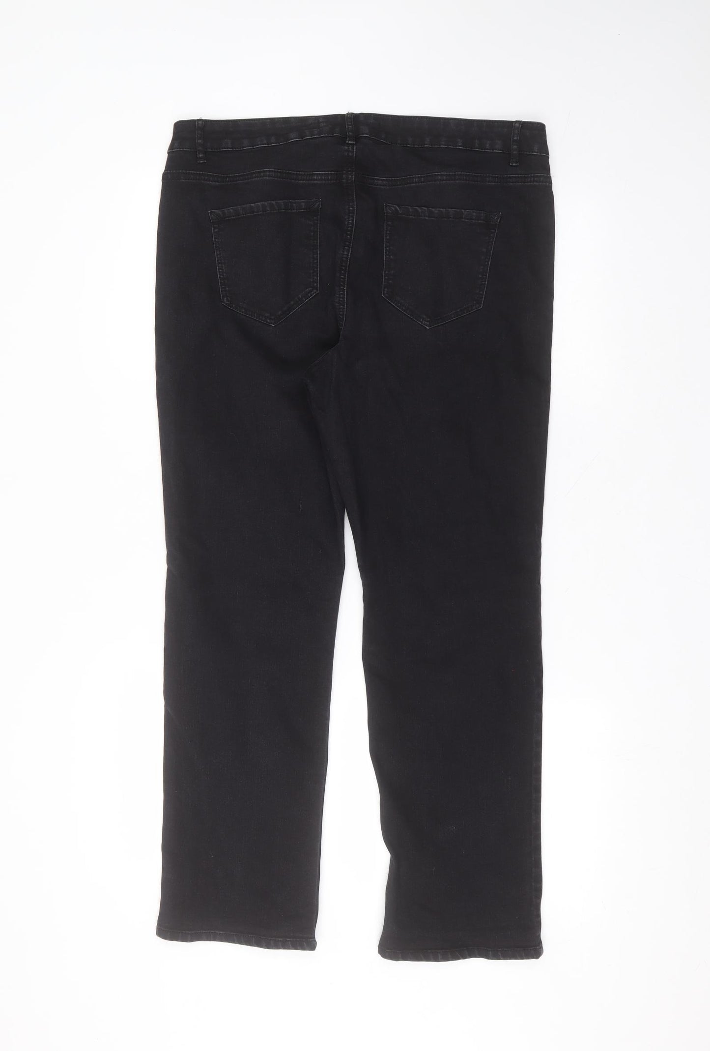 George Womens Black  Cotton Straight Jeans Size 16 L27 in Regular