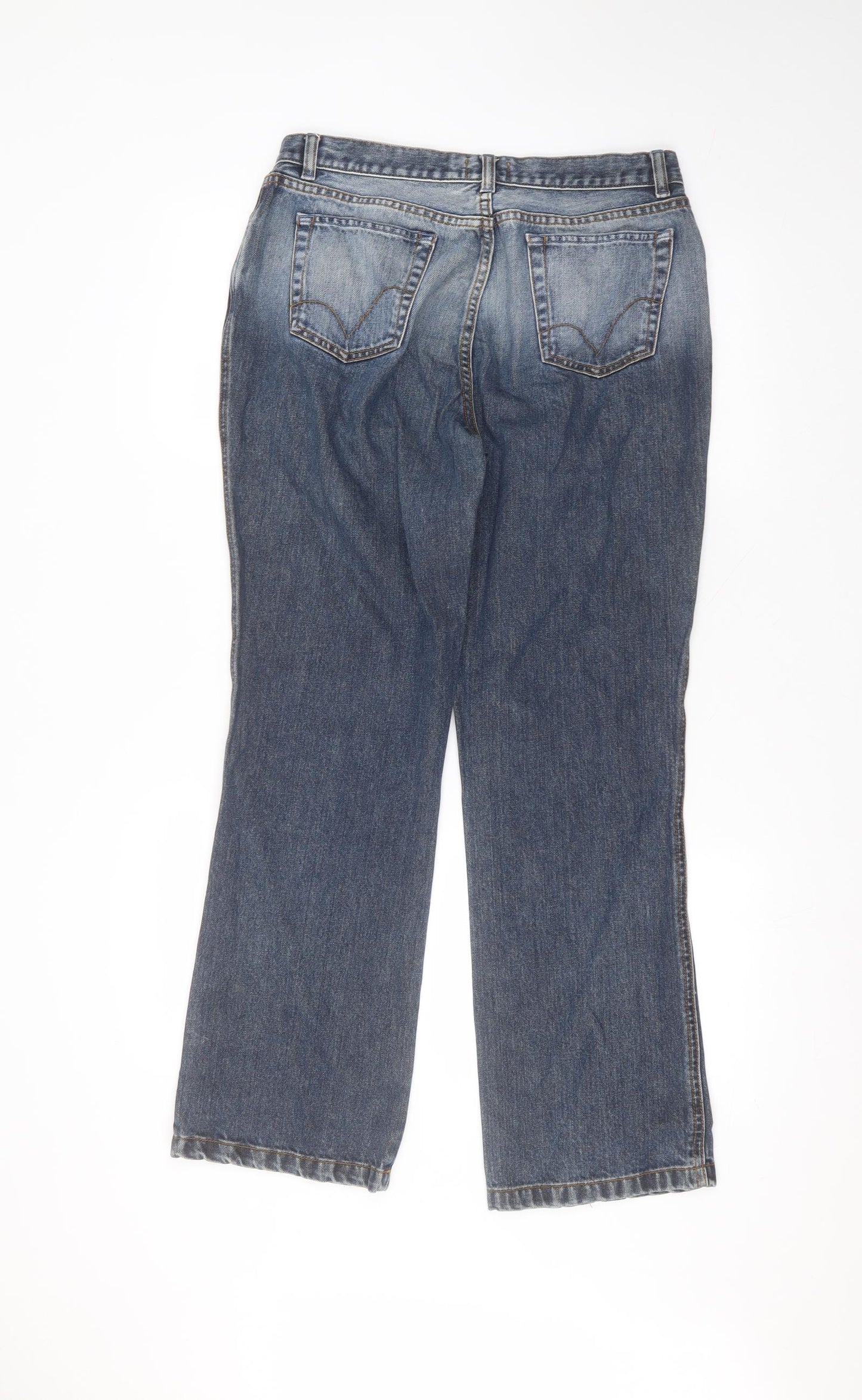 Marks and Spencer Womens Blue  Cotton Straight Jeans Size 14 L27 in Regular