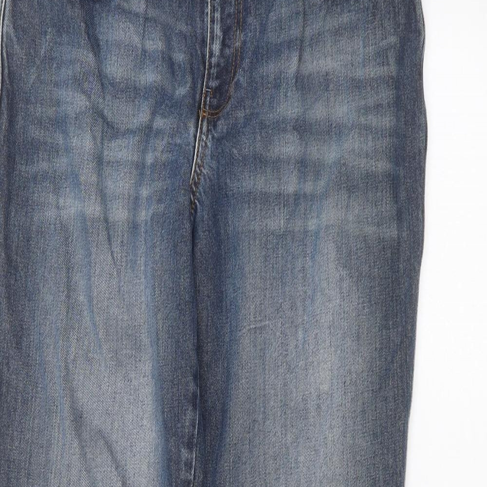 Marks and Spencer Womens Blue  Cotton Straight Jeans Size 14 L27 in Regular