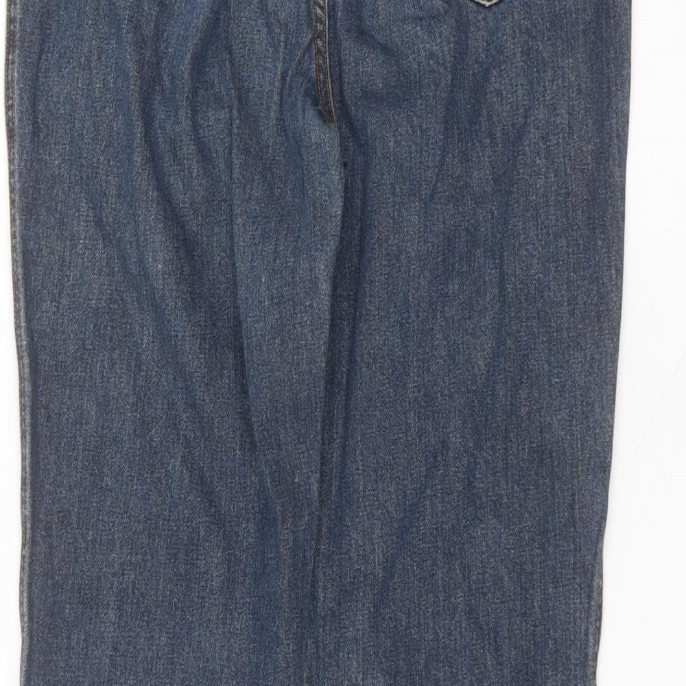 Marks and Spencer Womens Blue  Cotton Straight Jeans Size 14 L27 in Regular
