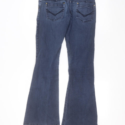 Yesyes Womens Blue  Cotton Bootcut Jeans Size 10 L30 in Regular